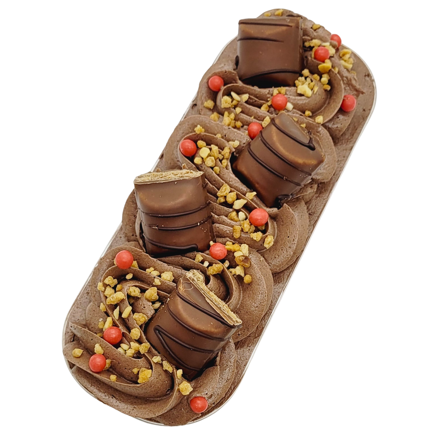 Romige Kinder Bueno Mini Cake met knapperige topping, vers gebakken en met liefde gemaakt.