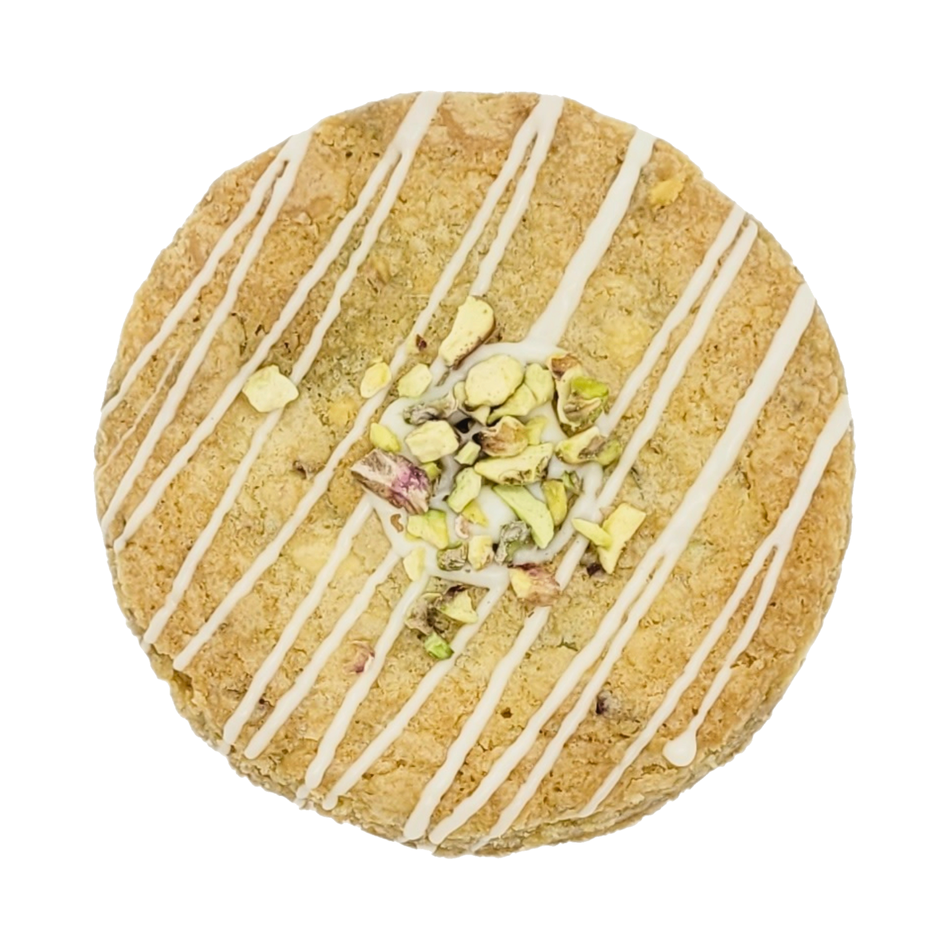 Ambachtelijke Pistachio & White Chocolate Cookies met romige pistachevulling. Bestel in Dendermonde of laat verzenden in België & Nederland!