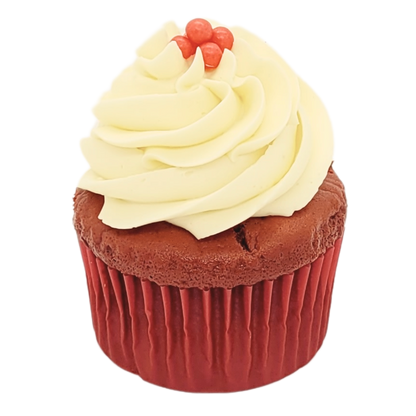 Fluweelzachte rode cupcake met romige cream cheese frosting, ambachtelijk gemaakt.