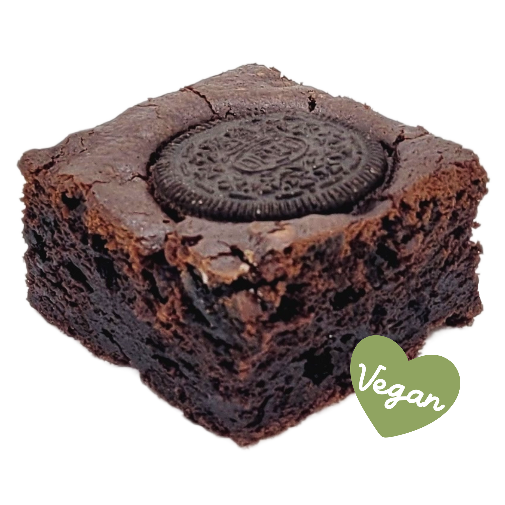 Ambachtelijke Vegan Oreo Brownie met smeuïge chocolade en knapperige Oreo-stukjes. Bestel in Dendermonde of laat verzenden!